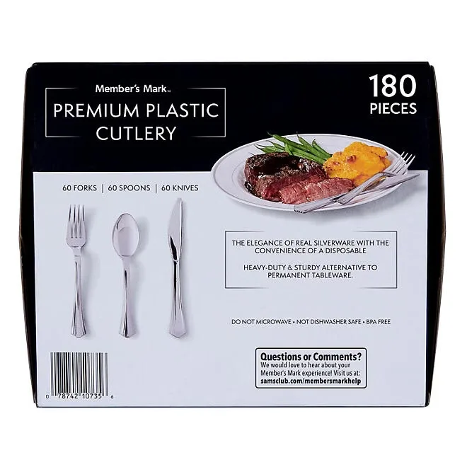 Member's Mark Premium Silver-Look Cutlery Combo 180 ct. 4