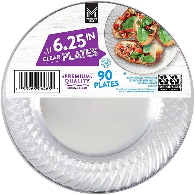 Member's Mark Clear Plastic Plates, 6.25" 90 ct. 2