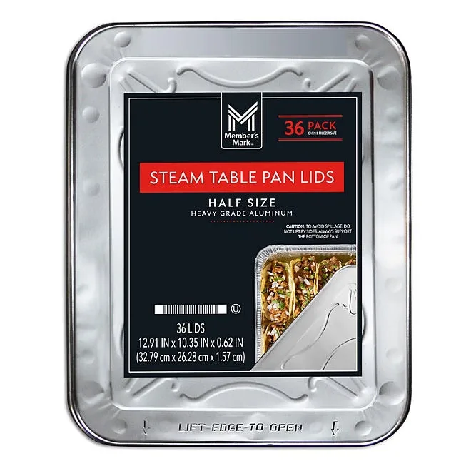 Member's Mark Aluminum Steam Table Lids, Half Size 36 ct. 2