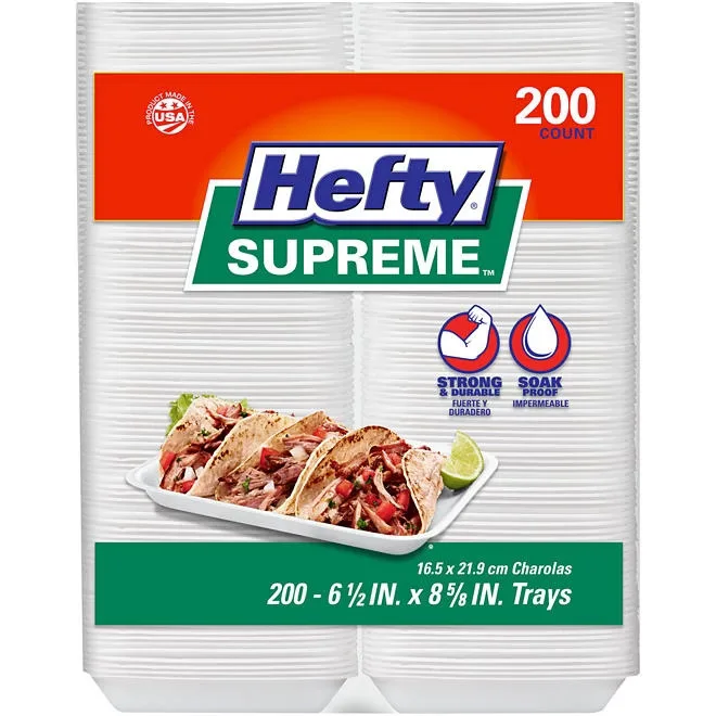 Hefty Supreme Foam Charola Trays, 6.5" x 8.625" 200 ct. 2
