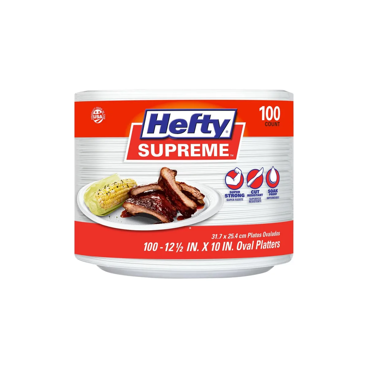 Hefty Supreme Foam Oval Platters, 12.5" x 10", 100 ct.