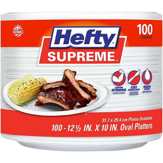 Hefty Supreme Foam Oval Platters, 12.5" x 10", 100 ct. 2