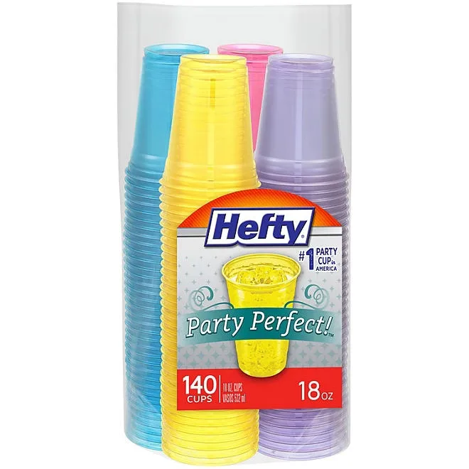Hefty Party Perfect Translucent Plastic Cup, Spring Colors, 18 oz., 140 ct. 2