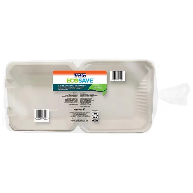 Hefty ECOSAVE 1-Compartment Hinged Lid Container 9" x 9", 50 ct. 3