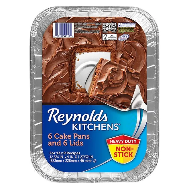 Reynolds Kitchens 13" x 9" Aluminum Cake Pans with Lids, 6 ct. 2