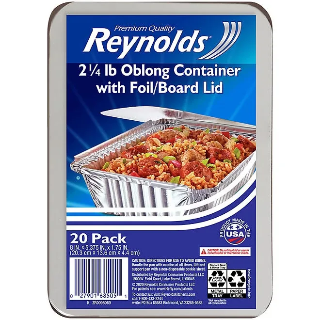 Reynolds Oblong Foil Take Out Containers with Lids, 20 ct. 2