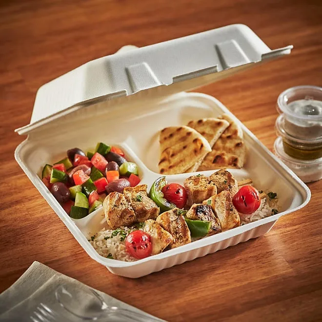 Hefty ECOSAVE 3-Compartment Hinged Lid Container, 9" x 9", 50 ct. 5