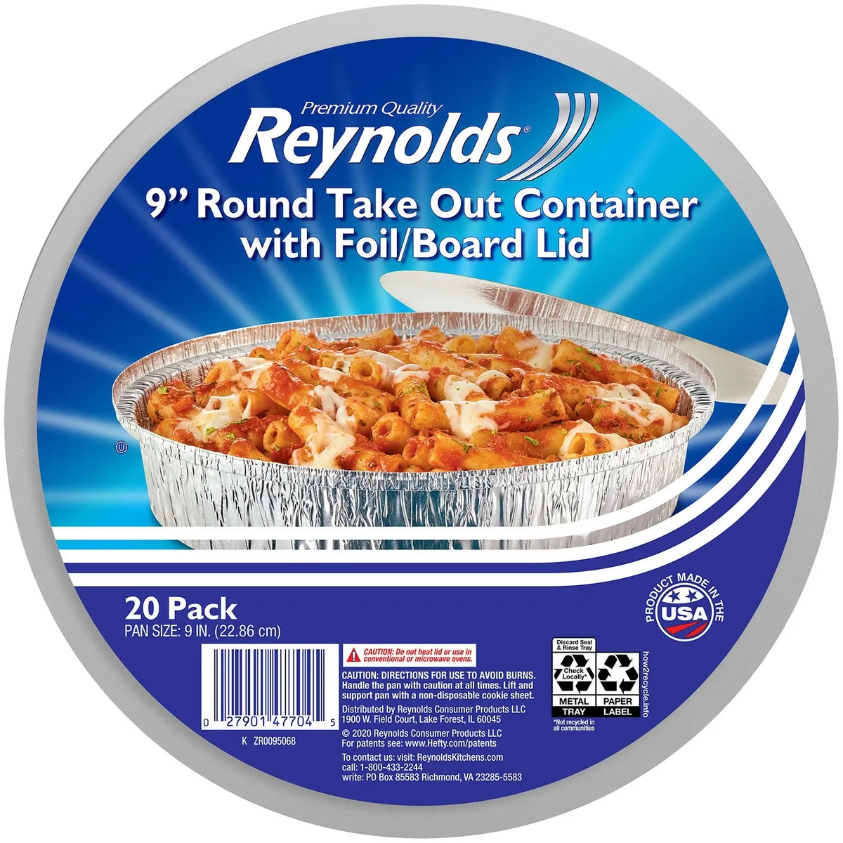Reynolds 9" Round Foil Take Out Containers with Lids, 20 ct.