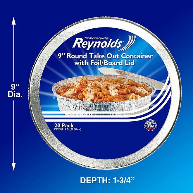 Reynolds 9" Round Foil Take Out Containers with Lids, 20 ct. 3