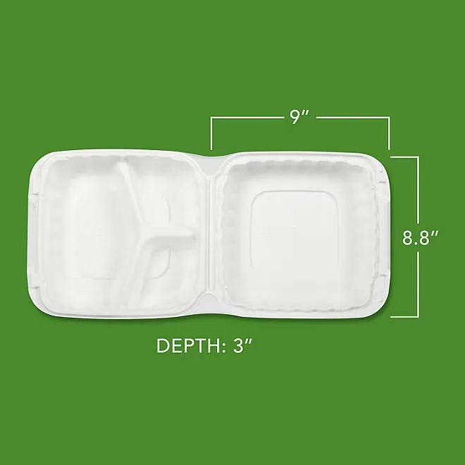 Hefty Earthchoice 3-Compartment Hinged Lid Containers, 9", 50 ct. 4