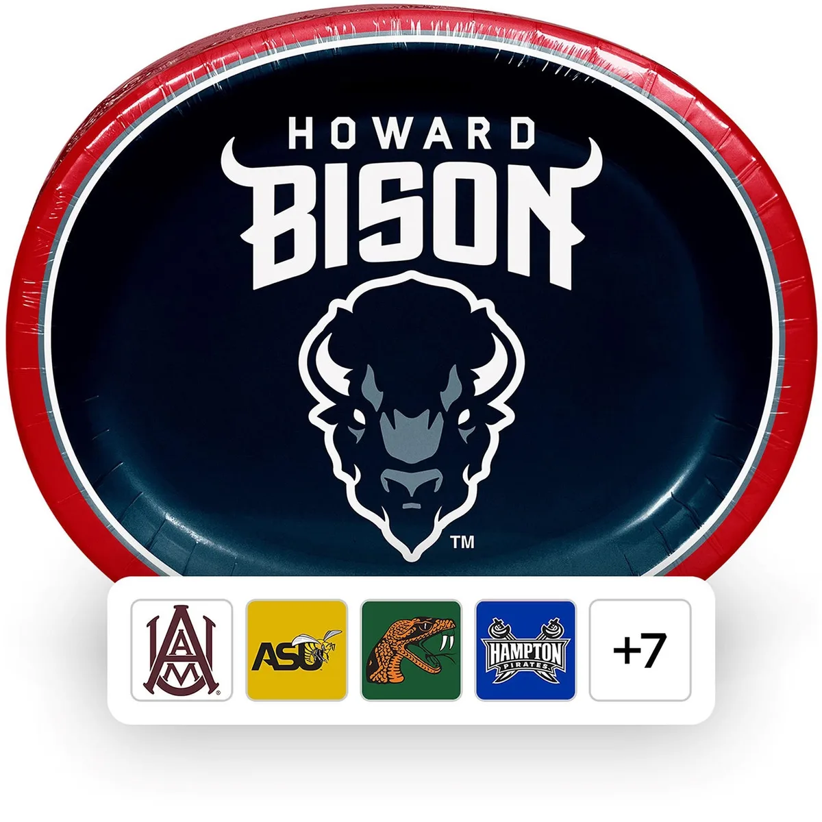 NCAA HBCU Oval Paper Plates, 10" x 12" , 50 ct., Choose Team