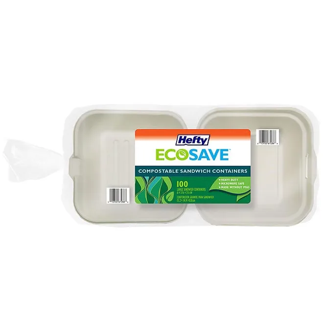Hefty ECOSAVE Sandwich Hinged Lid Container (6" x 6", 100 ct.) 2