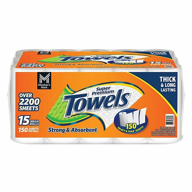 Member's Mark Select & Tear 2-Ply Paper Towel 15 rolls, 150 sheets/roll 2
