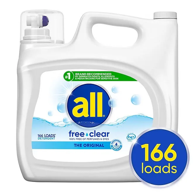 all free clear Liquid Laundry Detergent, The Original, 166 loads, 250 fl. oz. 2