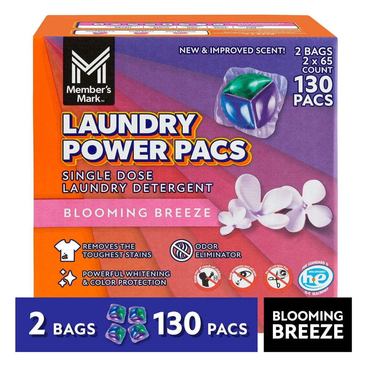 Member's Mark Laundry Detergent Power Pacs, Blooming Breeze, 130 ct.