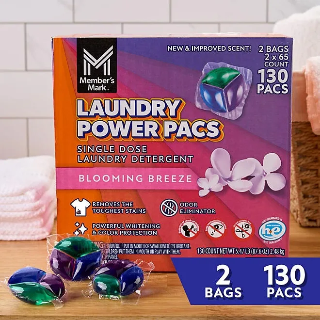 Member's Mark Laundry Detergent Power Pacs, Blooming Breeze, 130 ct. 4