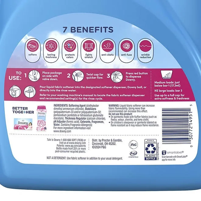 Downy Soft & Fresh Liquid Fabric Softener, April Fresh, 257 loads, 150 fl. oz. 3