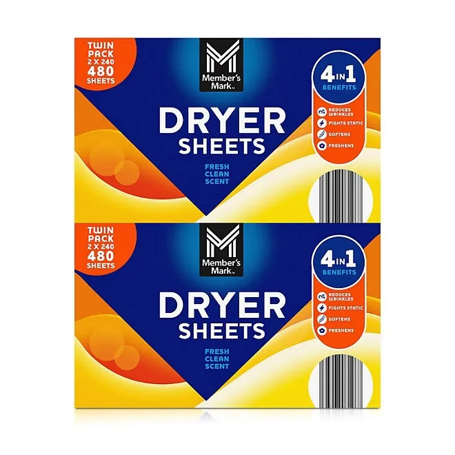Member's Mark Fabric Softener Dryer Sheets, Fresh Scent, 480 ct. 2