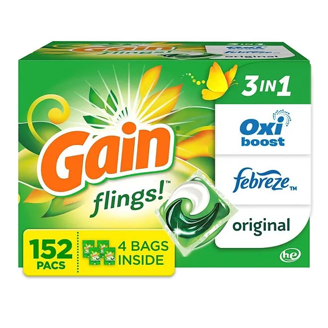 Gain Flings! 3 in 1 Laundry Detergent Pacs, Original Scents, 152 ct. 2