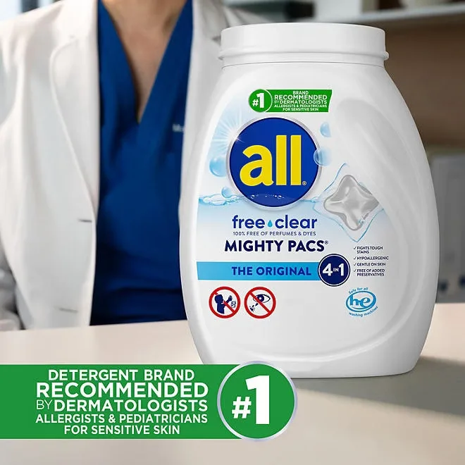 all free clear MIGHTY PACS Laundry Detergent Pacs, The Original, 120 ct. 4