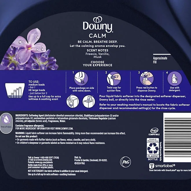 Downy Ultra Soft + Calm Liquid Fabric Softener, Lavender and Vanilla Bean, 164 Loads, 111 fl. oz. 3