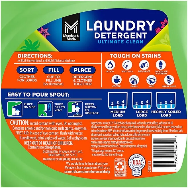 Member's Mark Liquid Laundry Detergent, Paradise Splash, 127 loads, 196 fl. oz. 3