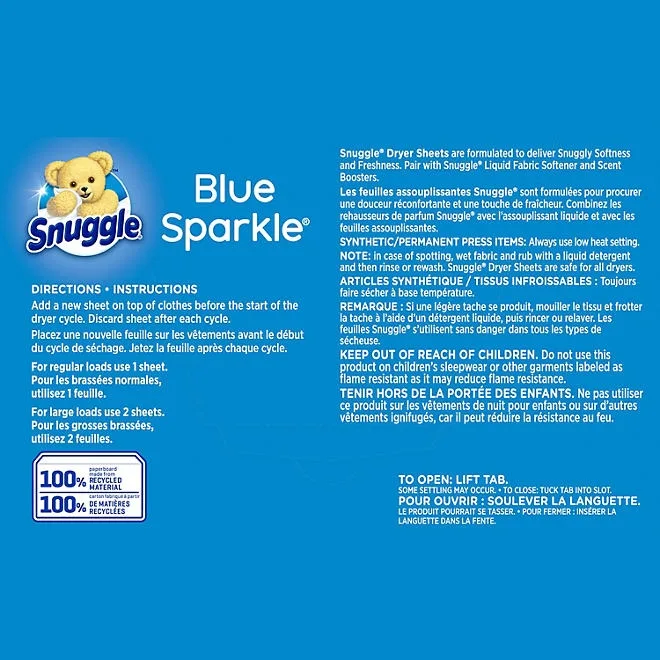 Snuggle Fabric Softener Dryer Sheets, Blue Sparkle, 320 ct. 3