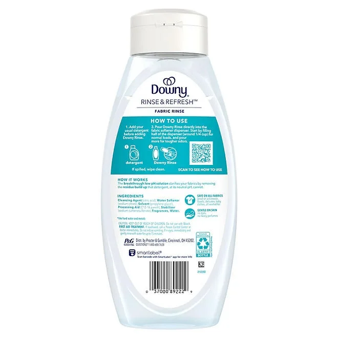 Downy Rinse & Refresh Laundry Fabric Rinse, Cool Cotton, 3 Bottles, 76.5 fl. oz. 3