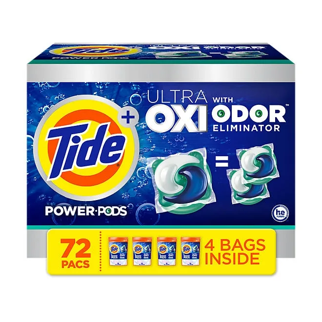 Tide Power PODS + Ultra OXI Laundry Detergent Pacs, 72 ct. 2