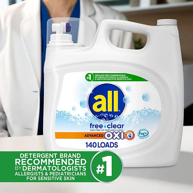 all Free Clear Liquid Laundry Detergent, Advanced Oxi, 140 loads, 250 fl. oz. 4