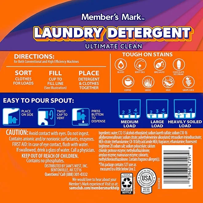 Member's Mark Liquid Laundry Detergent, Fresh Scent, 127 loads, 196 fl. oz. 3