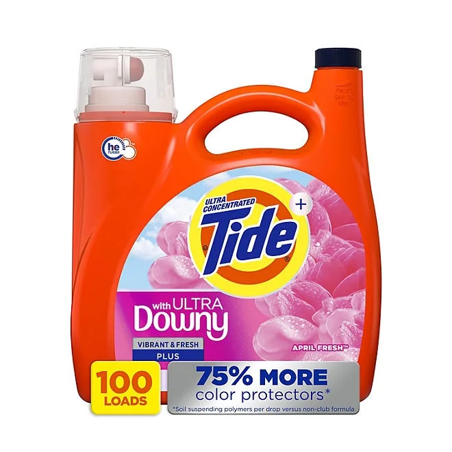 Tide with Ultra Downy Liquid Laundry Detergent, April Fresh Scent, 100 Loads, 128 fl oz 2