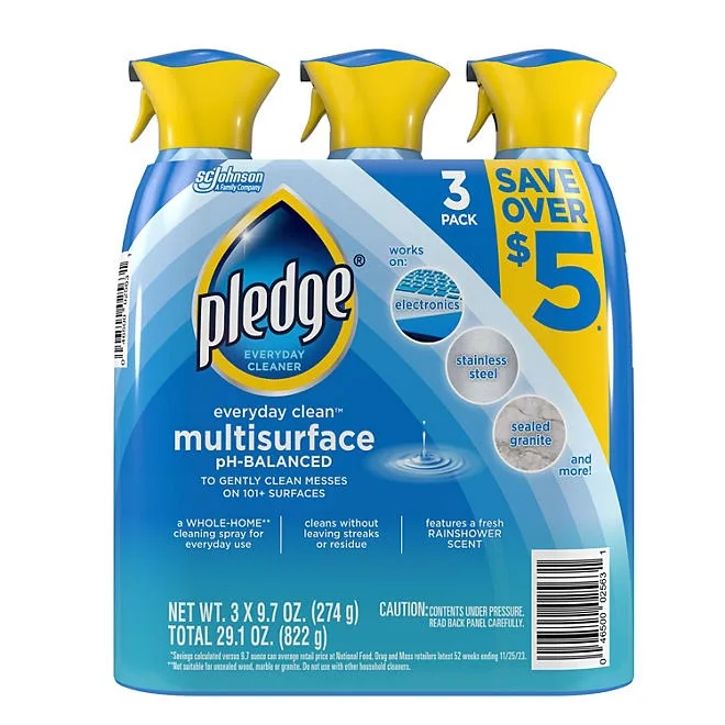 Pledge Multisurface Cleaner, Rainshower, 3 ct., 29 oz. 2