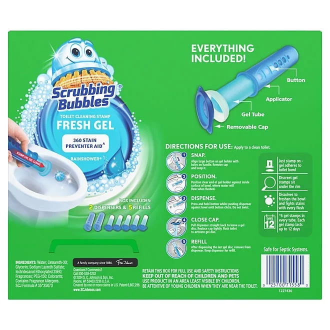 Scrubbing Bubbles Toilet Gel Stamp, Rainshower 2 dispensers + 30 gel stamps 3