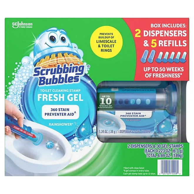 Scrubbing Bubbles Toilet Gel Stamp, Rainshower 2 dispensers + 30 gel stamps 2