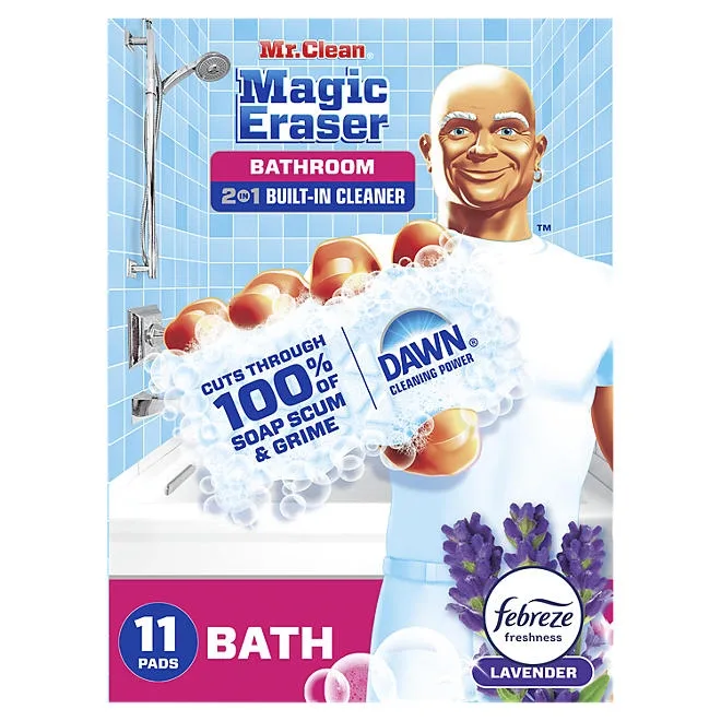 Mr. Clean Magic Eraser 2-in-1 Bathroom Cleaner Sponge, Lavender, 11 ct. 2