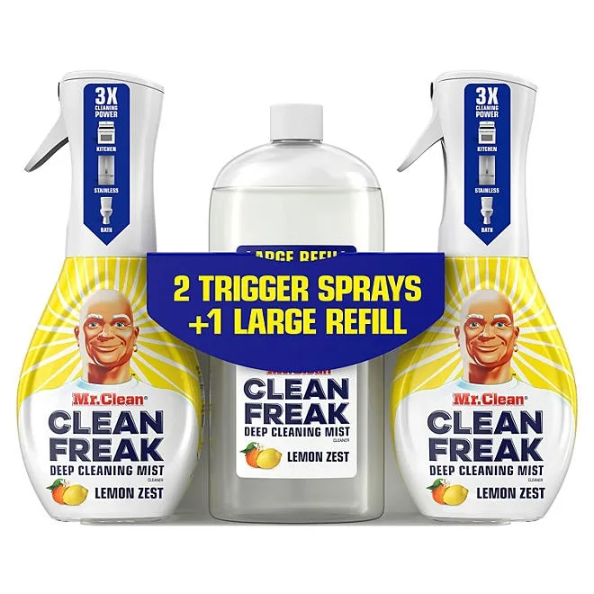 Mr. Clean Clean Freak Multi-Surface Cleaner, Lemon Zest, 2 trigger sprays + refill 2
