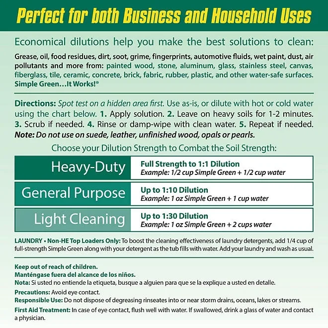 Simple Green All-Purpose Cleaner, 172 fl. oz., Spray Bottle + Refill 3