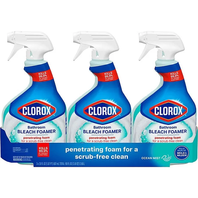 Clorox Bathroom Bleach Foamer, Ocean Mist, 3 ct., 90 fl. oz. 2