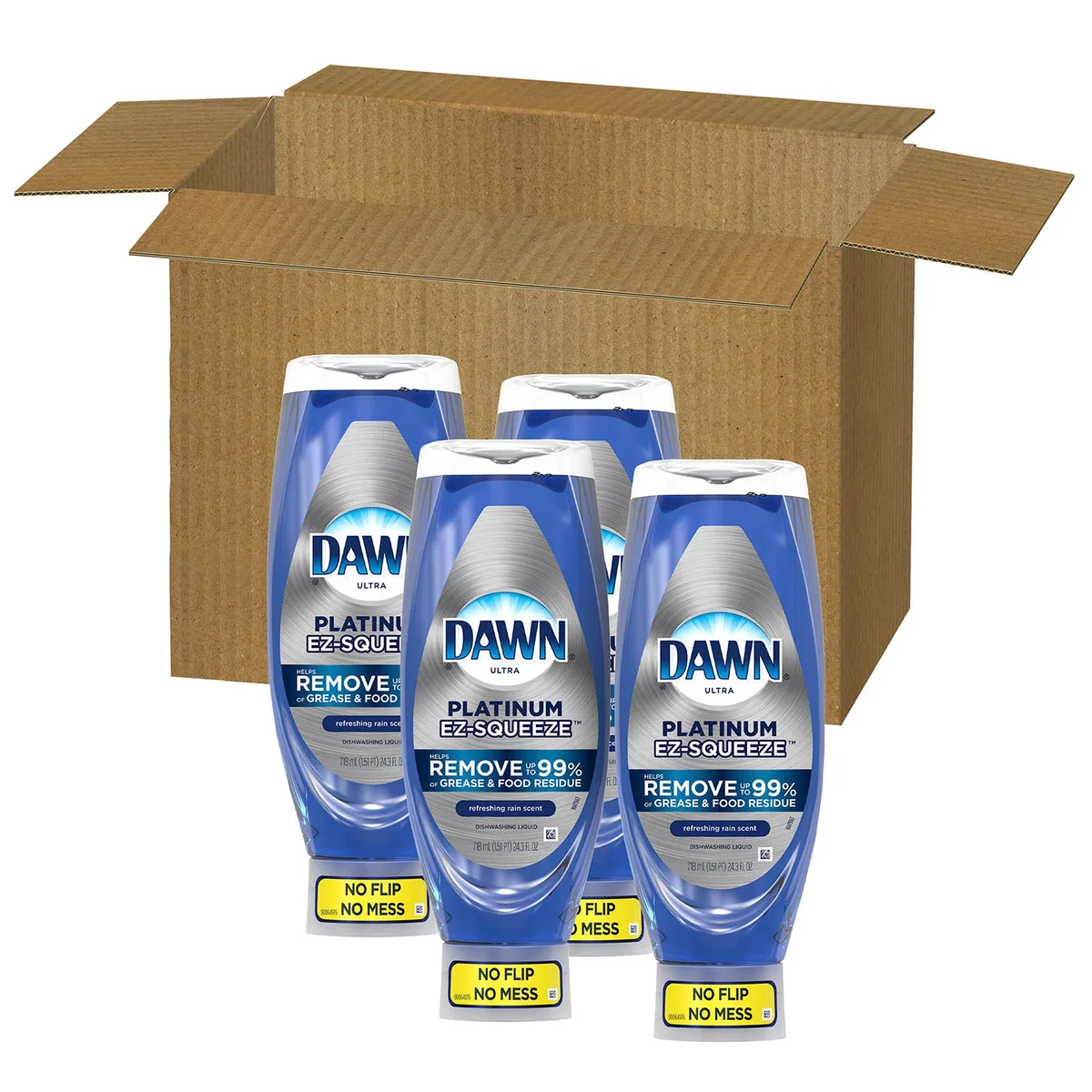Dawn EZ-Squeeze Platinum Liquid Dish Soap, Fresh Rain Scent, 4 pk., 97.2 fl. oz.