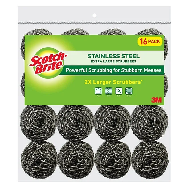 Scotch-Brite Stainless Steel Extra Large Scrubbers,16 ct. 2