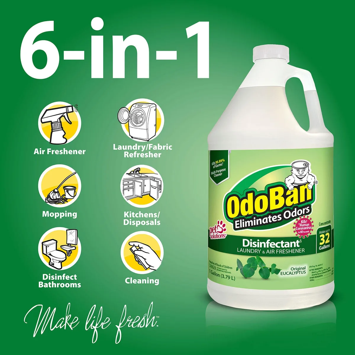 OdoBan Odor Eliminator and Disinfectant Concentrate, 4 pk., Choose Scent 4