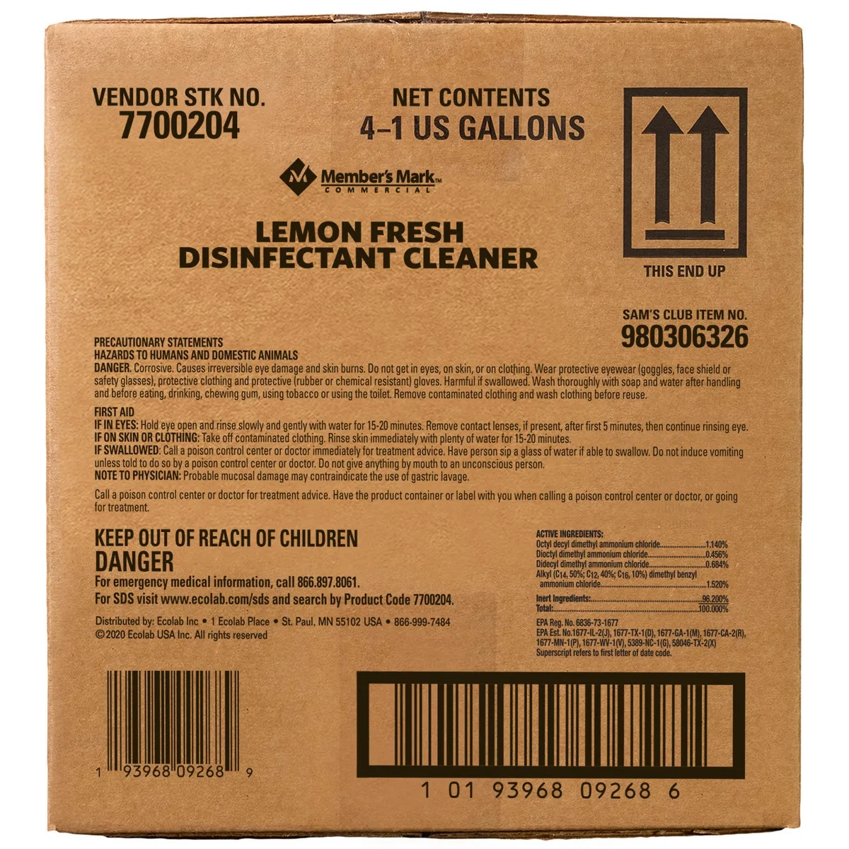 Member's Mark Commercial Lemon Fresh Disinfectant Cleaner, 1 gal., Choose Pack Size 4