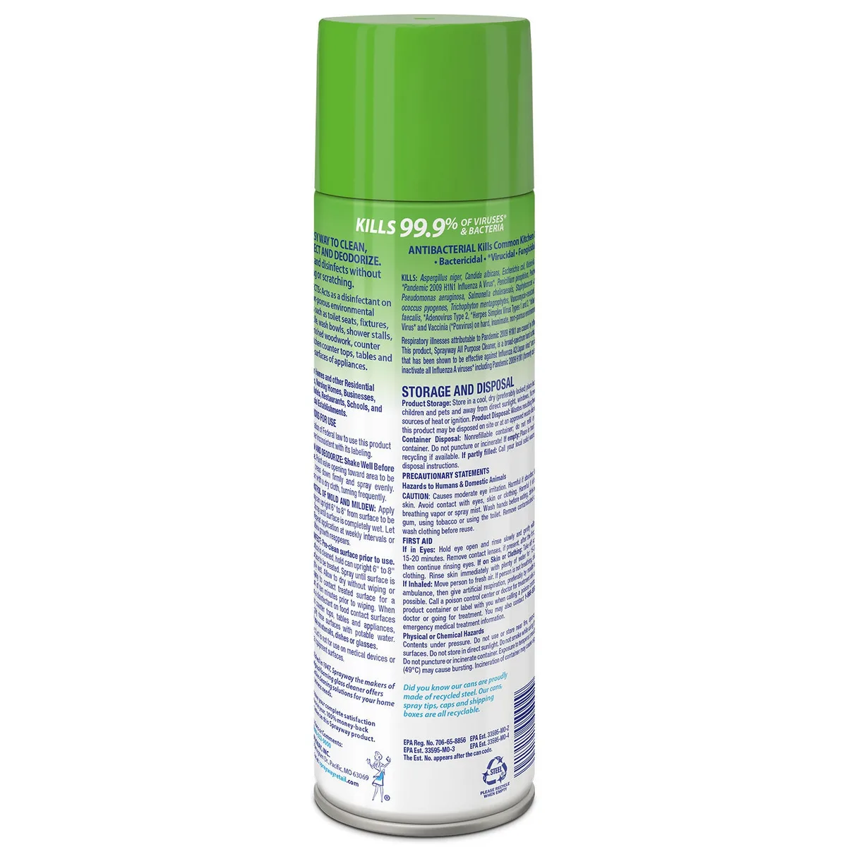 Sprayway All-Purpose Disinfectant Cleaner, 19 oz. cans, Choose Pack Size 3