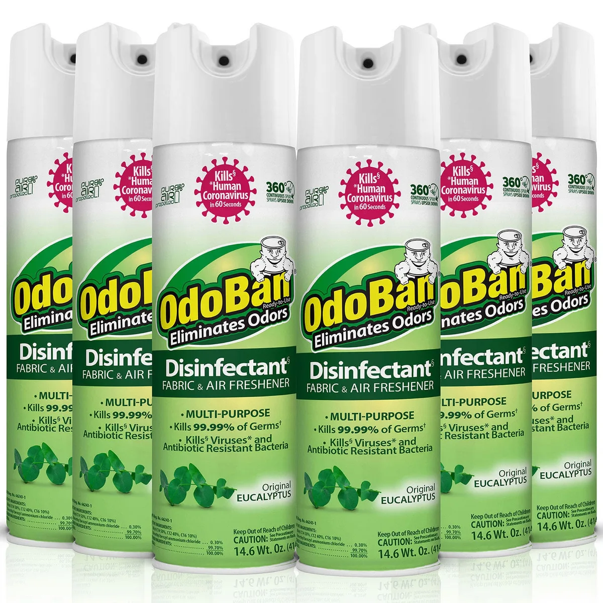 OdoBan Disinfectant Spray, 14.6 oz./can, 6 pk., Choose Scent 2