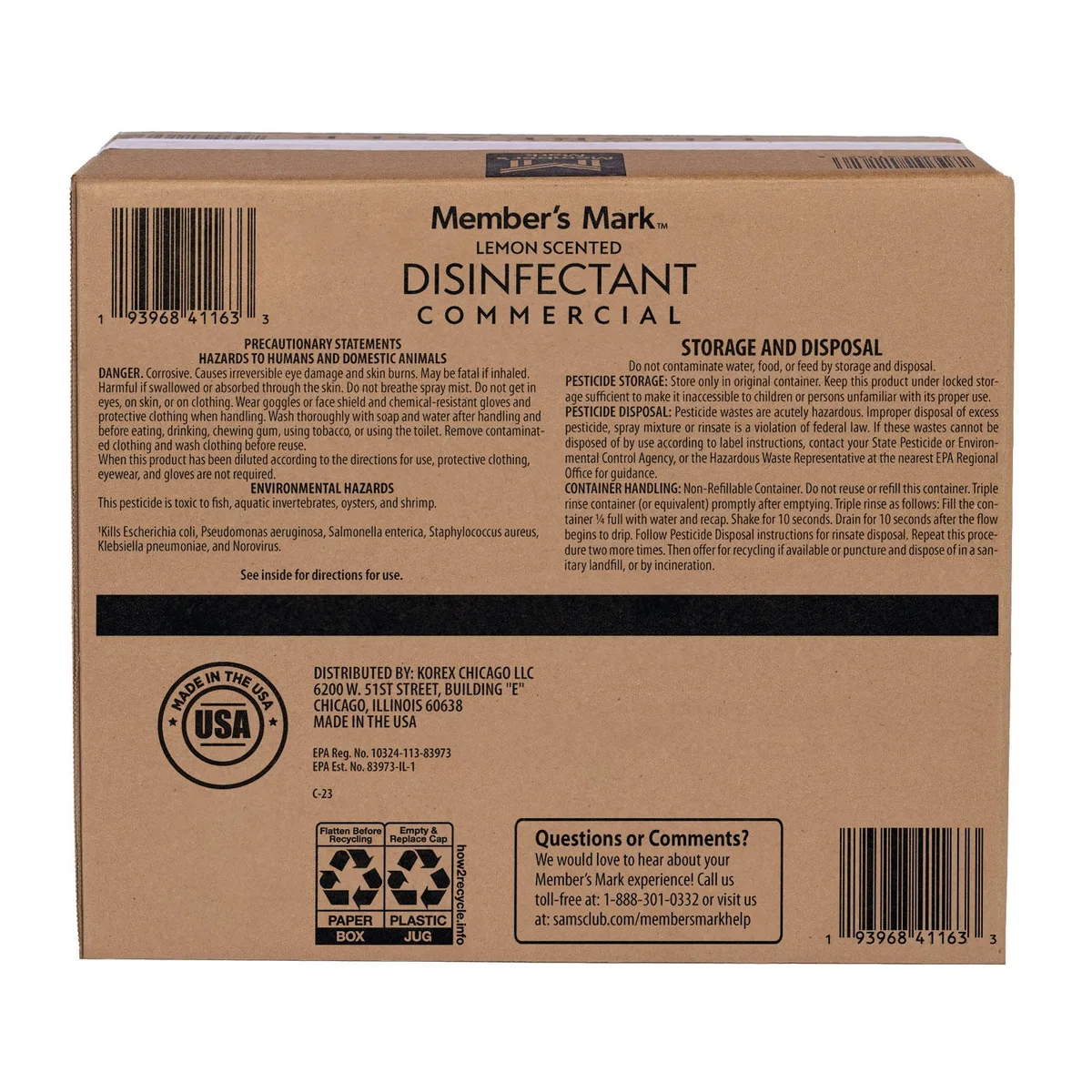 Member's Mark Commercial Disinfectant, Lemon Scent, 1 gal., Choose Pack Size 3
