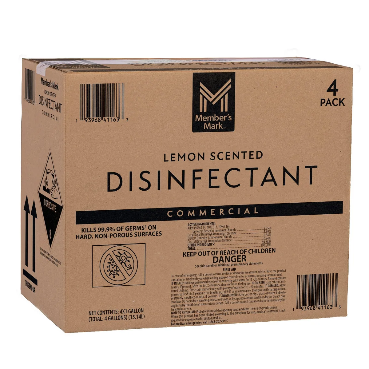 Member's Mark Commercial Disinfectant, Lemon Scent, 1 gal., Choose Pack Size 2