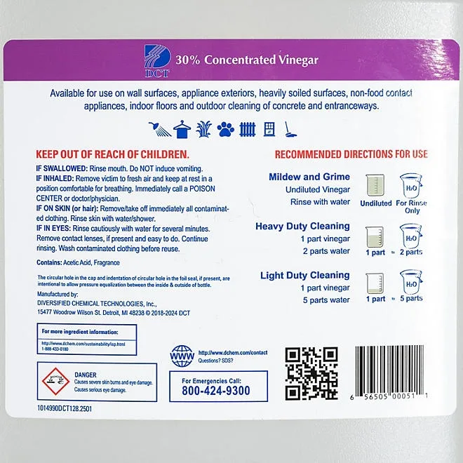 DCT 30% Concentrated Vinegar Cleaner, Lemon Scent, 1 gal. 3