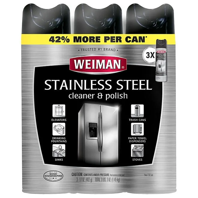 Weiman Stainless Steel Kitchen and Home Appliance Cleaner & Polish, 17 oz., 3 pk. 2