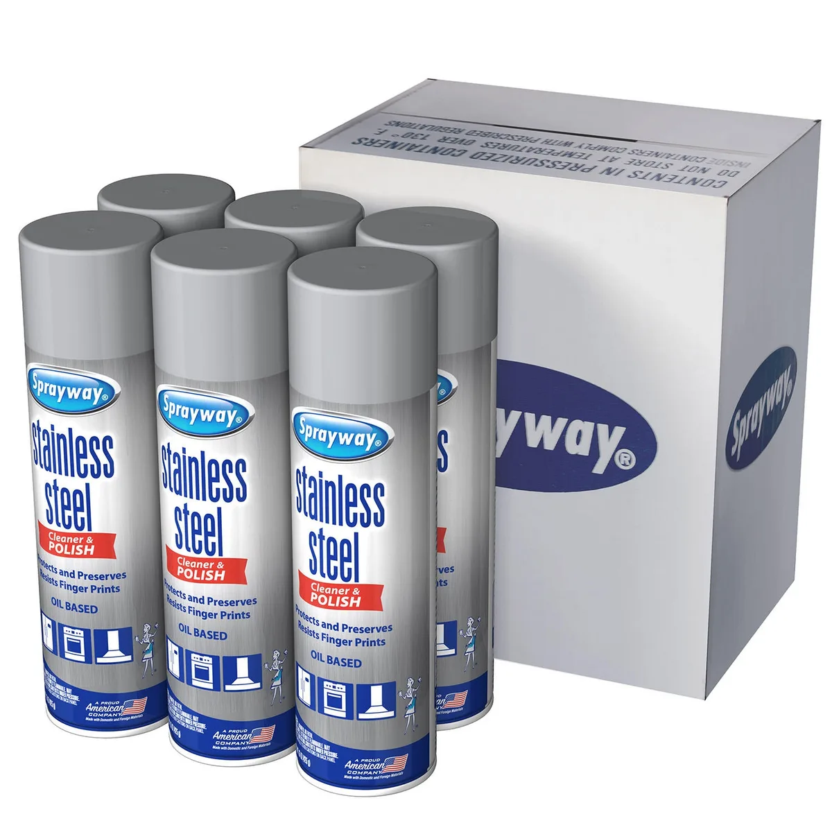 Sprayway Stainless Steel Cleaner and Polisher, 15 oz., 6 pk.